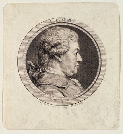 Carl Friedrich Abel (1723-87) engraved by Augustin de Saint-Aubin (1736-1807) 1781 by Charles Nicolas II Cochin